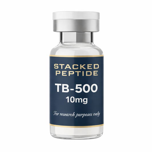 Stacked Peptide TB-500 10mg vial on a white background